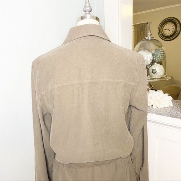 Max Studios Olive Green Soft Twill Utility Jacket Shacket - Picture 7 of 10